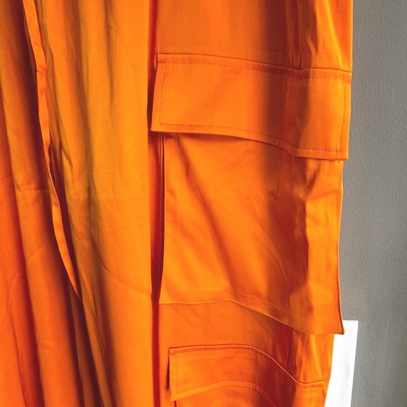 The Drop Women's Orange High Waist Cargo Pants Elastic Waistband Drawstring XL - Picture 4 of 10